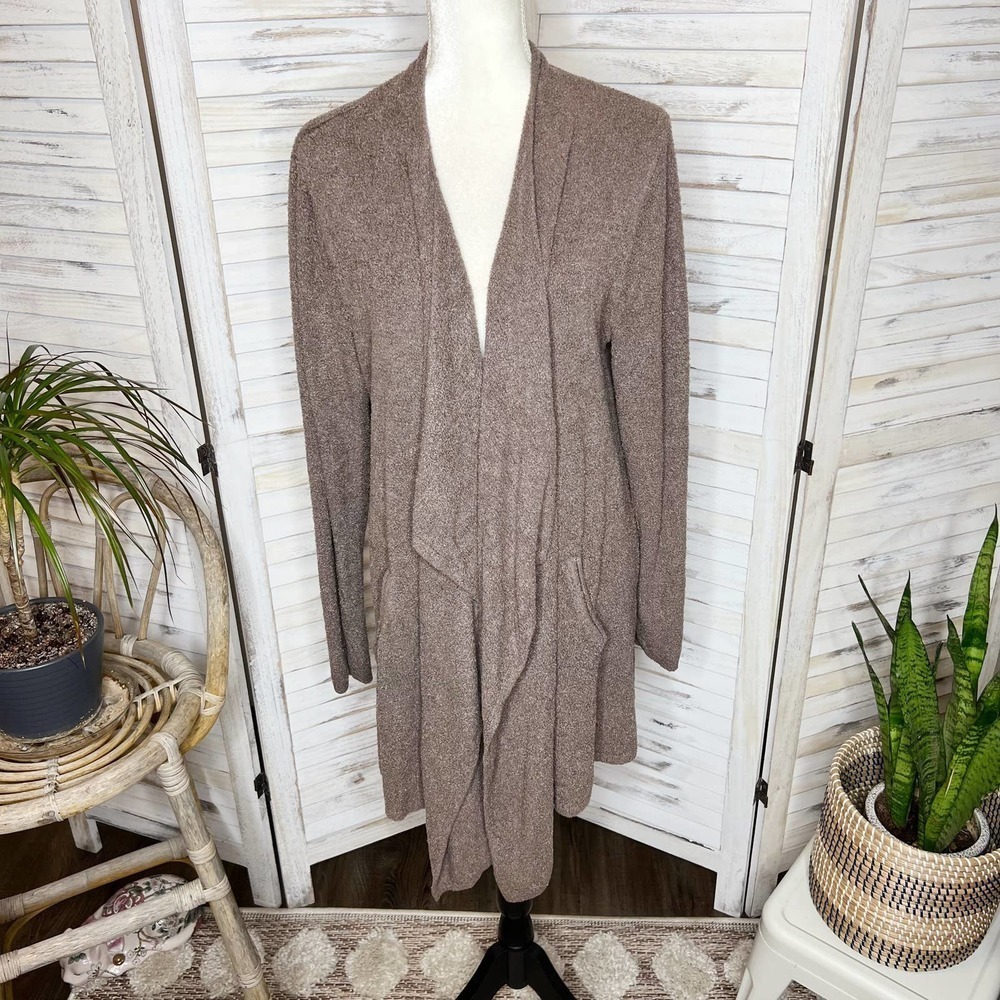 BAREFOOT DREAMS Women's 903 Calypso Cardigan Sweater Cozychic Lite Taupe Medium - Picture 3 of 12